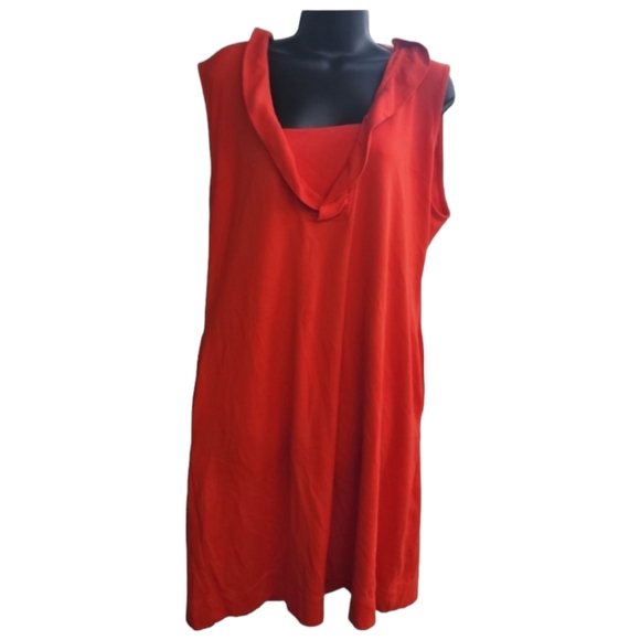 New York & Company Ruffle Neck Sleeveless Dress Size XXLARGE Orange.Chest 22"W - Picture 1 of 5